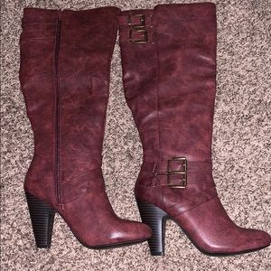 Burgundy Heeled Boot